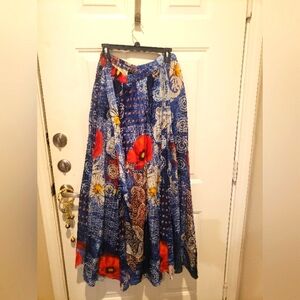 Ashley Stewart Floral Blue and Red Women's Maxi Skirt.
